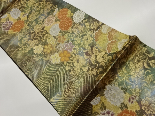 JAPANESE FUKURO OBI / WOVEN FLOWER ARABESQUE